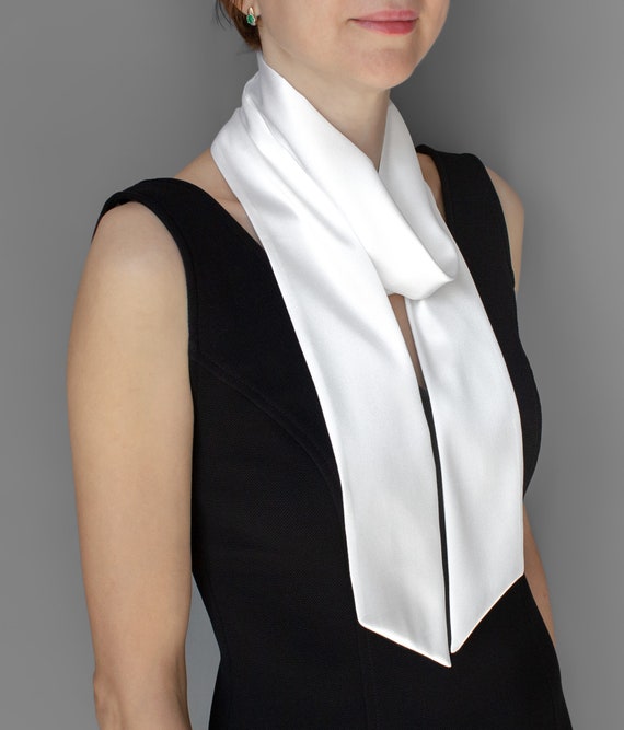 White Silk Scarf: 100% Pure Silk Neckerchief, Extra Long - Etsy UK