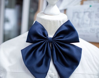 Blue bow tie, Navy blue bow tie, Wedding bow tie, Bow tie for men, Bow tie for women, Big bow ties, Silk bow tie, Bow ties, Bow necklace,