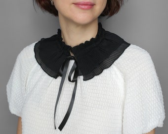 Detachable Black Lace Collar Necklace: Women's Frill Collar