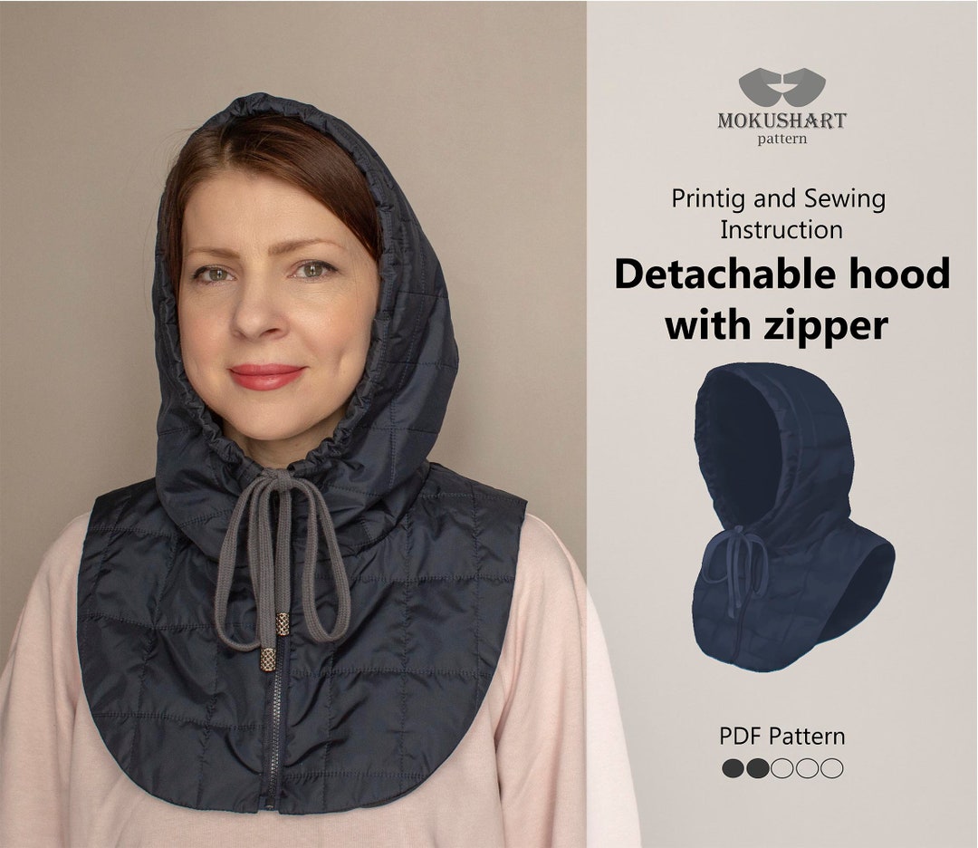 PDF Sewing Pattern, Detachable Hood Sewing Pattern, Easy