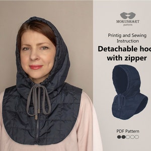 PDF Sewing Pattern, Detachable Hood sewing pattern, Easy sewing pattern, Womens hood pdf ,sewing pattern