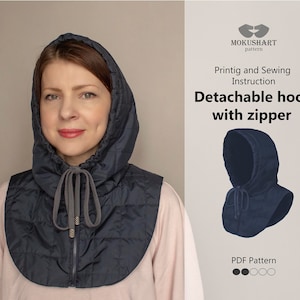 PDF Sewing Pattern, Detachable Hood sewing pattern, Easy sewing pattern, Womens hood pdf ,sewing pattern