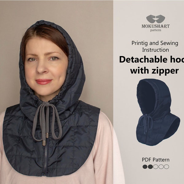 PDF Sewing Pattern, Detachable Hood sewing pattern, Easy sewing pattern, Womens hood pdf ,sewing pattern