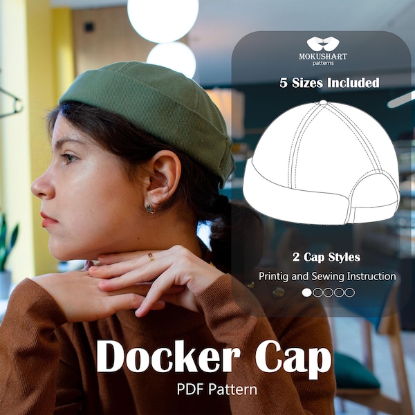Docker Cap Sewing Pattern: 5 Sizes (PDF Download)