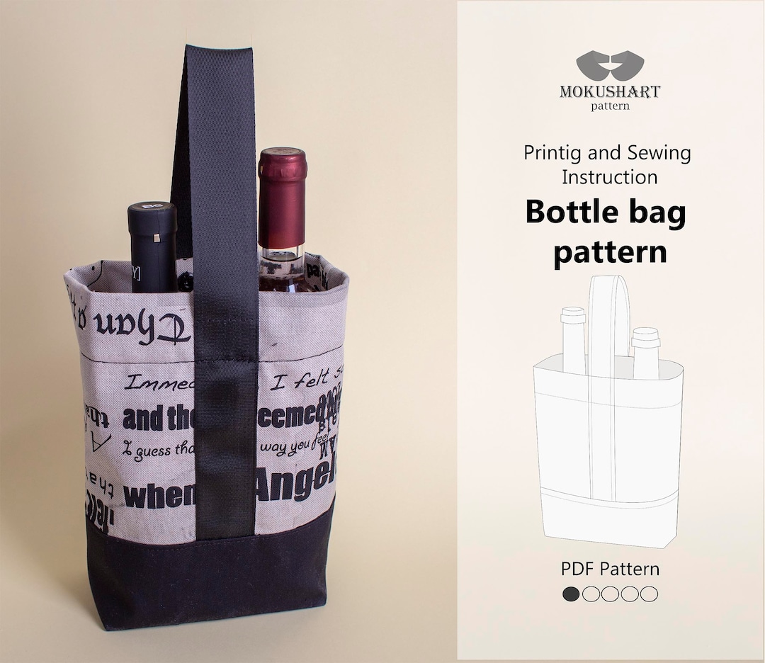 Wine Tote Pattern, Wine Bottle Bag, Bottle Bag Pattern, Sewing Pattern