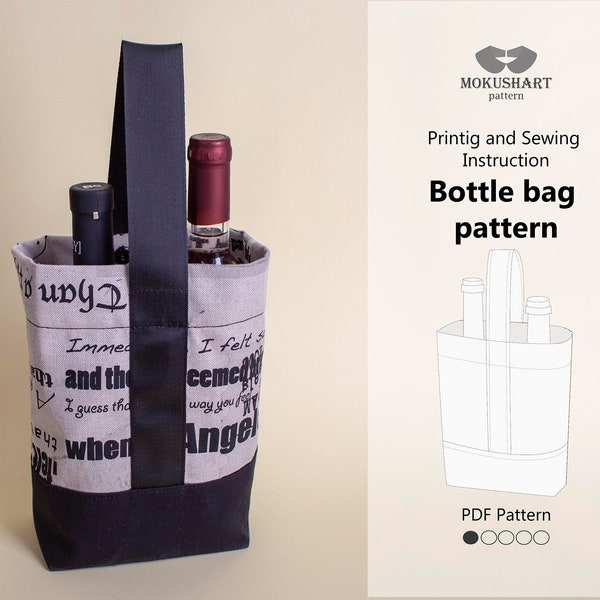 Wine tote pattern, Wine bottle bag, Bottle bag pattern, Sewing Pattern, PDF Sewing Pattern, bag sewing pattern, bottle bag pattern