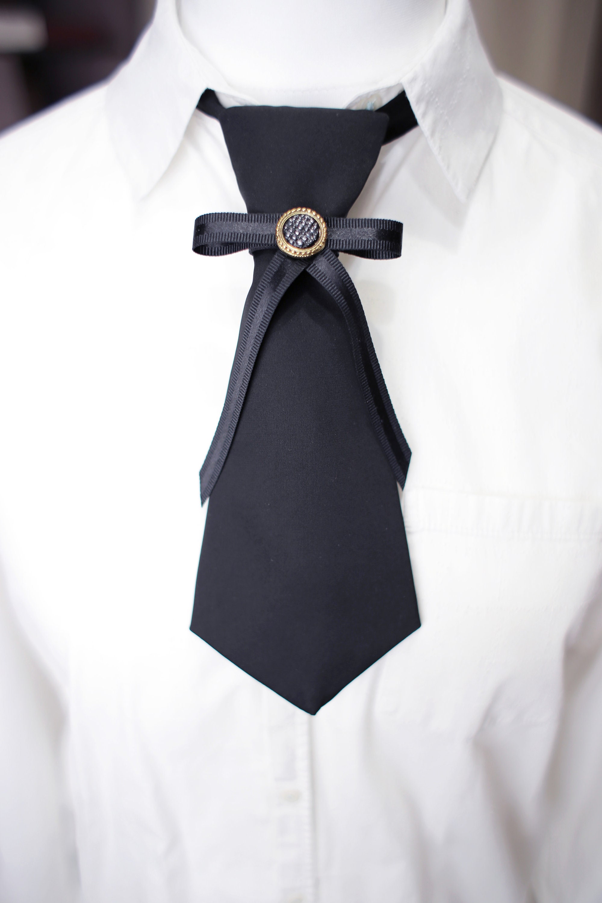 Black ties for women's Skinny tie Necklace with black Etsy