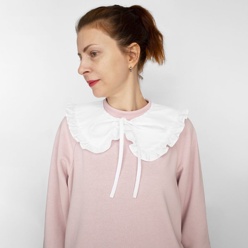 Peter pan collar Detachable collar Fake collar Ruffle collar Victorian collar False collar White frill collar Oversize collar Dickey collar image 3