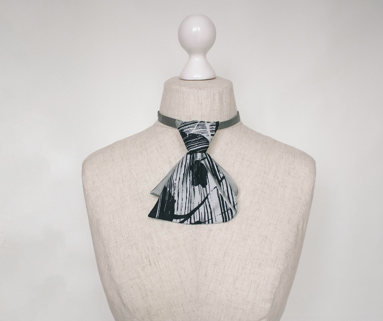 Grey Women ascot Women's necktie Detachable Collar | Etsy