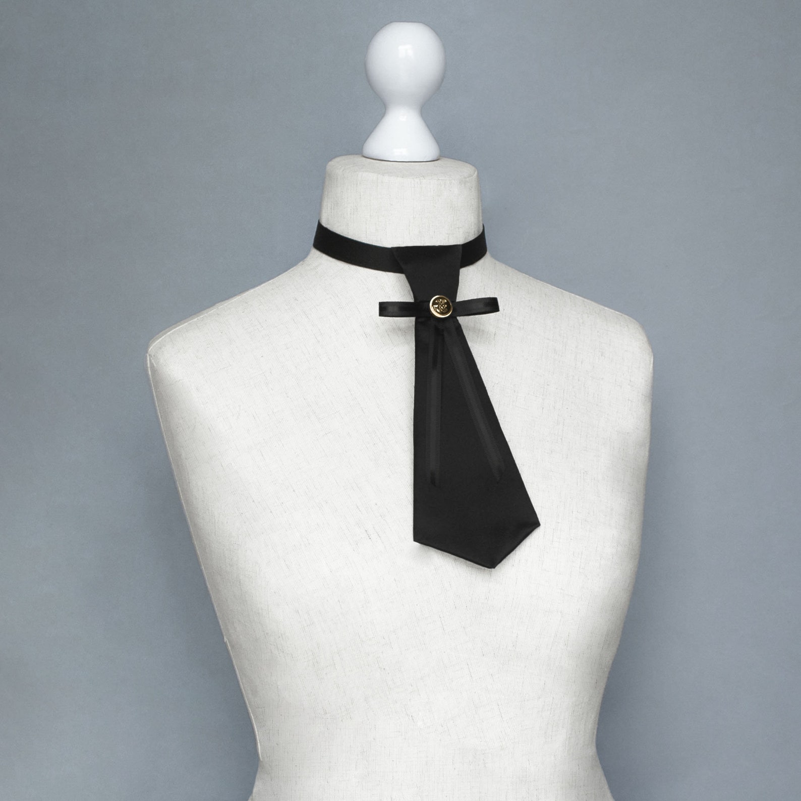 Black ties for women's Skinny tie Necklace with black Etsy