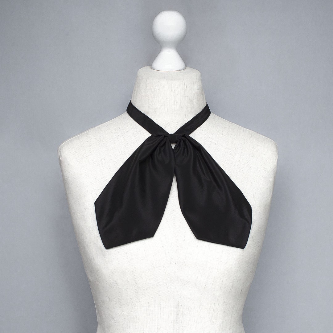 Women's neck tie Silk black bow tie Neck black tie Fall accessories
