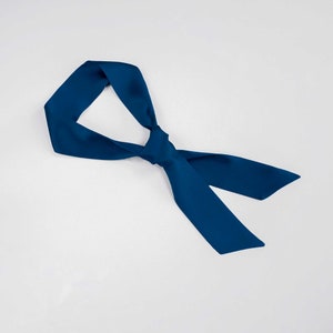 Navy Blue Silk Scarf: Skinny Bow, Neck or Head Scarf