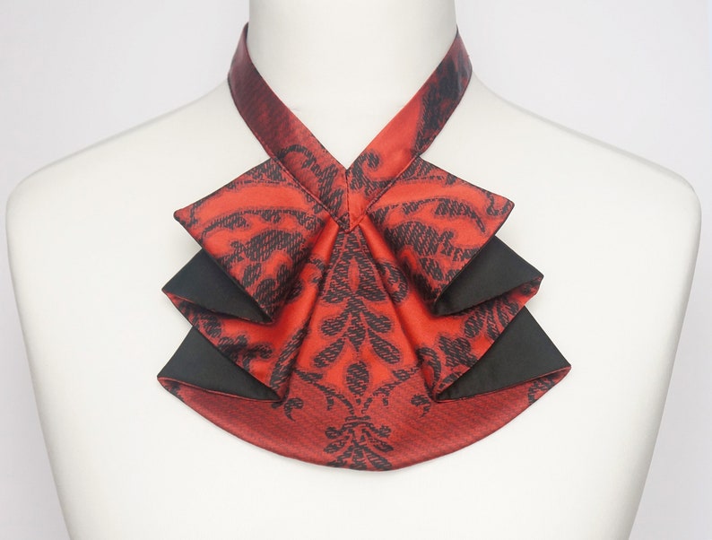 Red silk jabot for women/'s Oversize necklace collar Red silk Accessories for women/'s Detachable silk collar