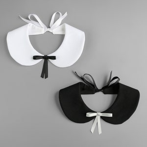 White collar necklace with black ribbon Pointed shape detachable removeable accessories for women Two-sided peter pan romantic classic