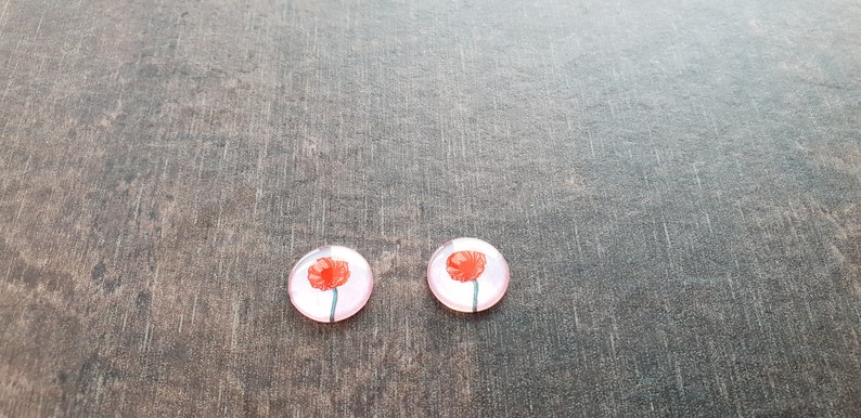 10 Eye chips with Poppy flower