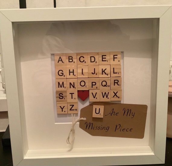 U Are My Missing Peice Scrabble Tile Box Frame Shadow Frame Etsy