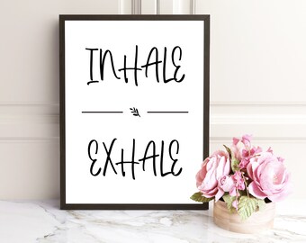 Inademen Uitademen Print, minimalistisch yogadecor (digitale download)
