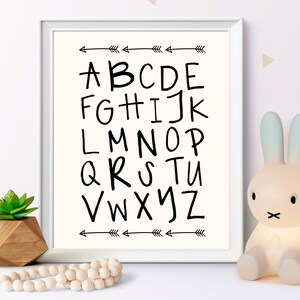 Alphabet Art, Black and White, Alphabet Nursery Decor, Nursery
