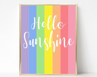 Rainbow Hello Sunshine Nursery Art Print (Digital Download)