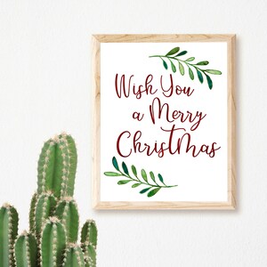 Wish You a Merry Christmas, Christmas Printable, Holiday Art, Christmas Printable Wall Art, Merry Christmas Sign, Merry Christmas Printable