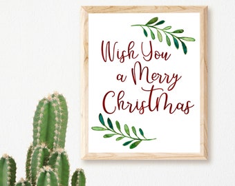 Merry Christmas Printable Wall Art, Holiday Decor (Digital Download)