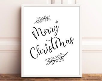 Merry Christmas Print, Holiday Wall Art, Silent Night (Digital Download)