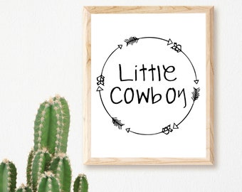 Little Cowboy Nursery Art, Black and White Arrow Sign (Digital Download)
