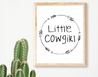 Little Cowgirl Nursery Print, Girls Room Western Art (Digital Download)