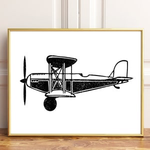 Airplane Art, Black and White, Bedroom Sign, Printable Art, Wall Art Decor, Printable Decor, Vintage Art, Vintage Airplane, Airplane Print