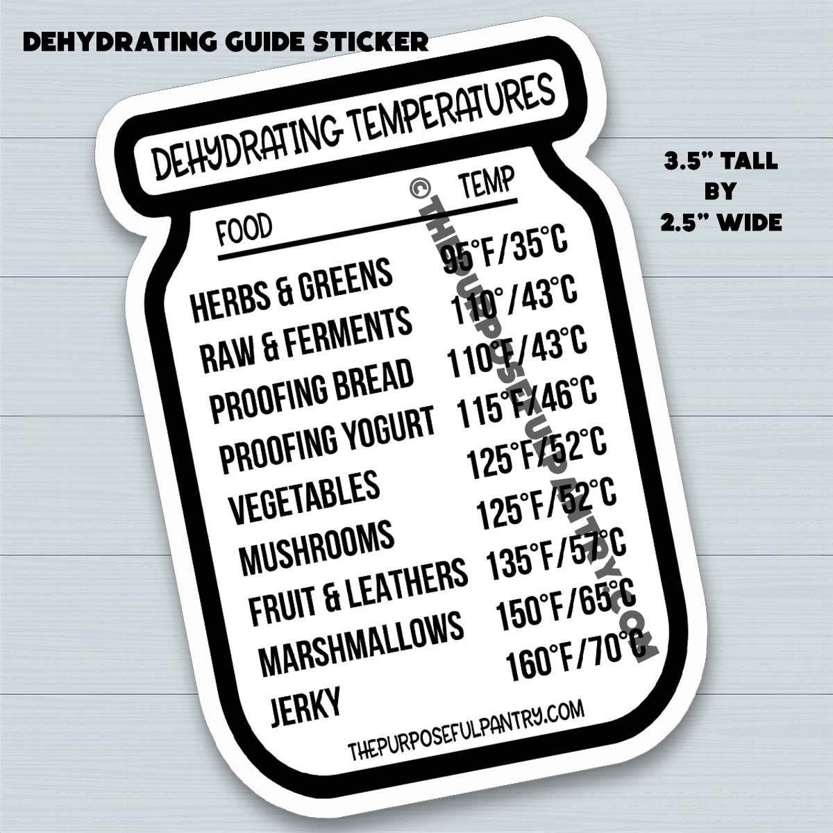 Dehydrating Food Temperature Sticker Etsy UK
