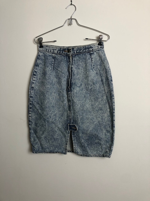 Vintage Denim Skirt, 80s Pencil Skirt, Eighties Demim… - Gem