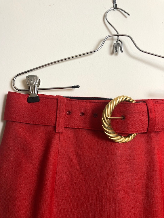 Vintage Pencil Skirt, 80s Red Belt Skirt, Eighties