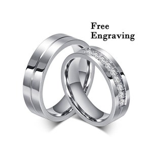 Matching promise ring set for couples - custom engraved rings for him and her - his and her couple rings - matching promise bands for couple