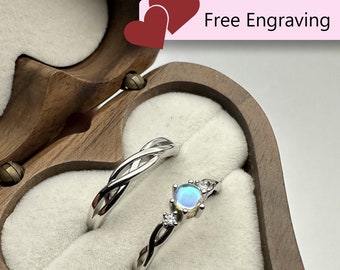 Versprechensringe für Paare Passende Ringe Größenverstellbar Jubiläumsgeschenk Paare Ringe für Paare Seine und Sie Ring-Set mit Gravur