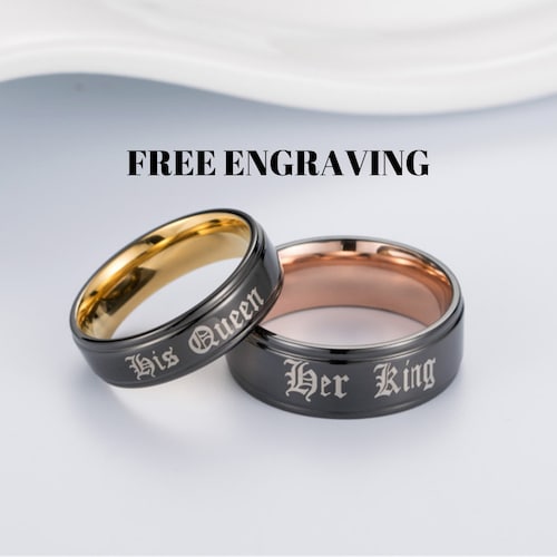 Couple Rings Promise Rings for Couples Engagement Ring Couples Etsy