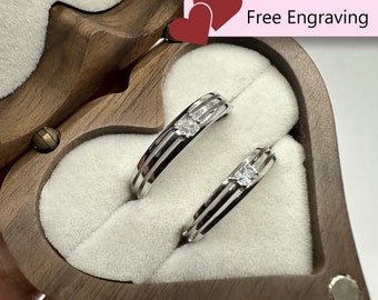 Anillos de promesa para parejas Anillos a juego Ajustable en tamaño Regalo de aniversario Anillos para parejas Juego de anillos para él y para ella con grabado