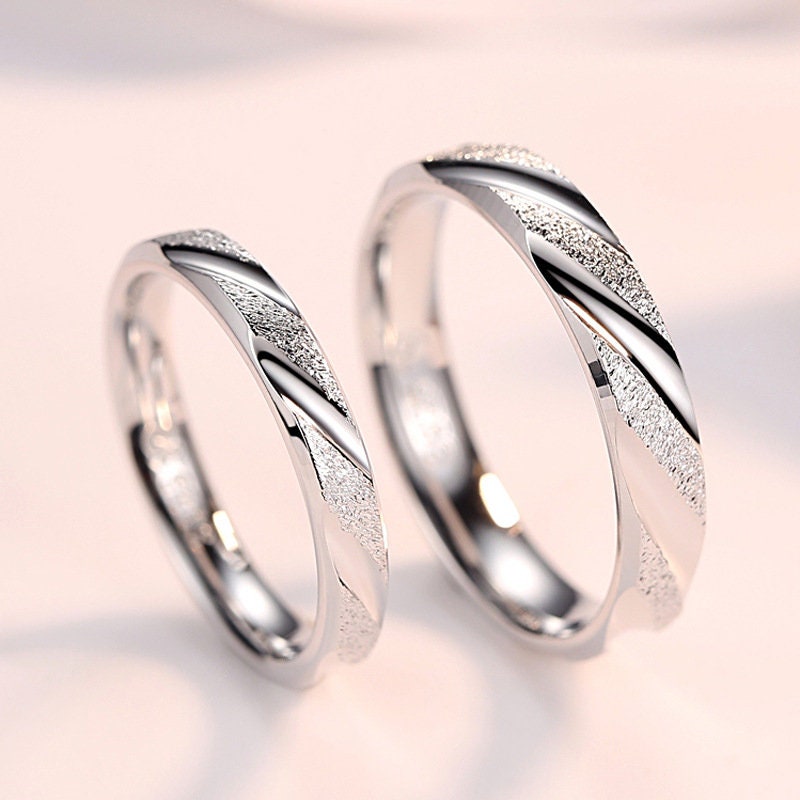 His and Her Coarse Sterling Silver Ring Adjustable Couples - Etsy