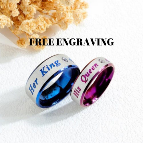 Couple Rings Promise Rings for Couples Engagement Ring Couples Etsy