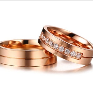 Juego de anillos de promesa a juego para parejas anillos grabados personalizados para él y ella anillos de pareja para él y para ella bandas de promesa a juego para pareja imagen 2