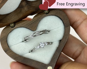 Verstelbaar gevlochten en zirkonia-ringen set 925 sterlingzilver • Op maat gegraveerd belofte verloving jubileumcadeau