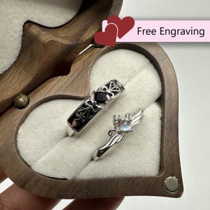 Promise Rings for Couples Matching Rings Adjustable in Size Anniversary Gift Couples Rings for Couples His and Her Ring Set with Engraving