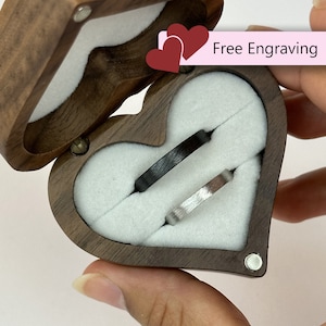Verstelbare zwart zilver geborstelde ringen voor stelletjes set 925 sterling • Op maat gegraveerde minimalistische belofte verloving jubileumcadeau
