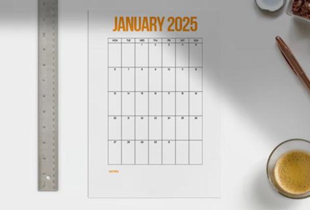 2025 Calendar 2025 Monthly Planner Sunday & Monday Start 2025 Vertical ...