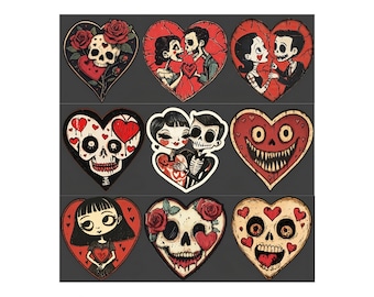 Creepy cute valentines day waterproof stickers