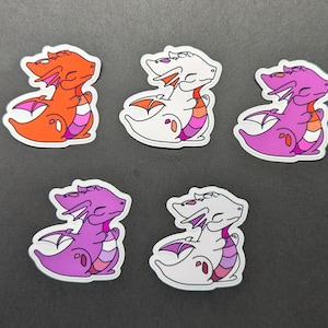 Lesbenstolz Drache Aufkleber Klassikfarben (5er-Set) wasserfest