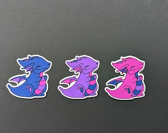 Stickers dragons LGBTQ fierté bisexuelle (lot de 3) imperméables