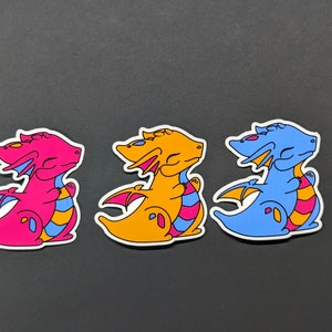 Sticker dragon LGBTQ pansexuel (lot de 3) imperméable