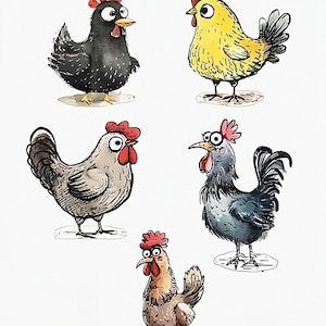 Pegatinas tontas de pollo y gallo