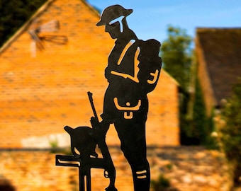 Lest We Forget Tommy Soldier Silhouette Military Statue Remembrance Day Sculpture Army Poppy Metal Veteran Tribute Garden Memorial Ornaments