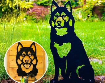 Husky Ornaments for Home and Garden, Malamute Dog Metal Decor, Birthday Christmas Gifts for Dog Owner Lover Her Him
